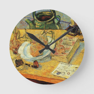 Still Life with Drawing Board by Vincent van Gogh Round Clock