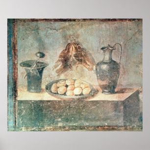 Still life with eggs and thrushes poster