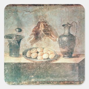 Still life with eggs and thrushes square sticker