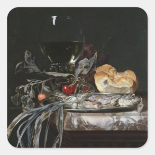 Still Life with Fish Platter Square Sticker