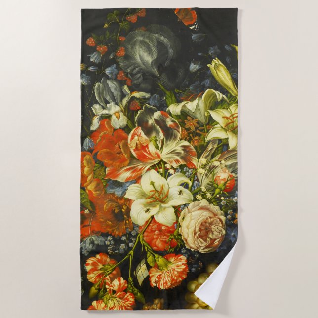 Still Life with Flowers and Fruit  Beach Towel (Front)