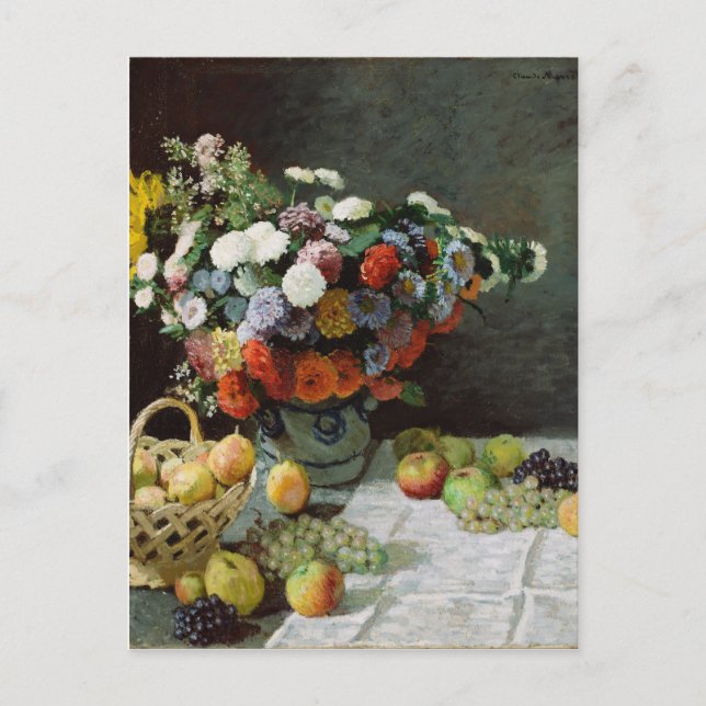 Still Life with Flowers and Fruit by Claude Monet Postcard (Front)