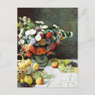 Still Life with Flowers and Fruit by Claude Monet Postcard