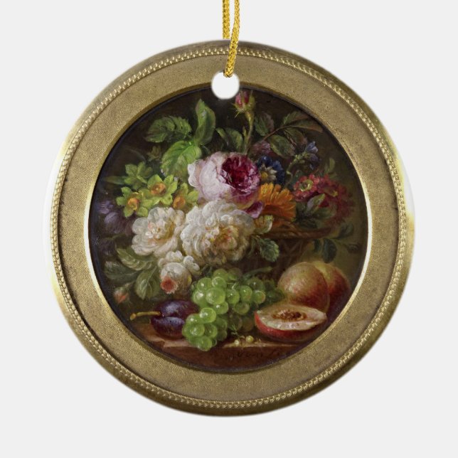 Still Life with Flowers and Fruit Ceramic Ornament (Front)