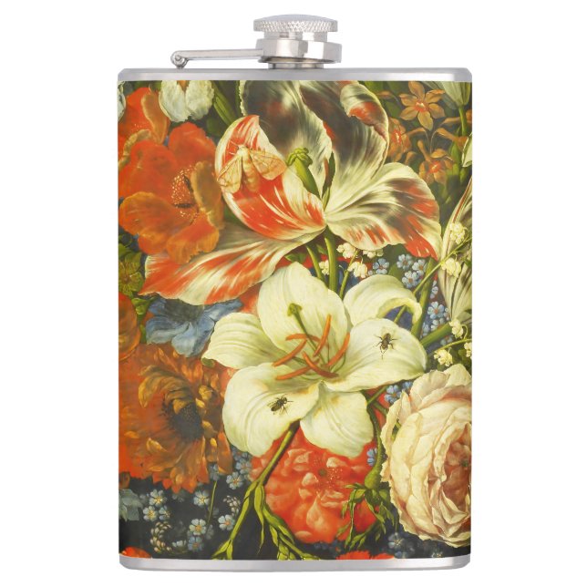 Still Life with Flowers and Fruit  Hip Flask (Front)