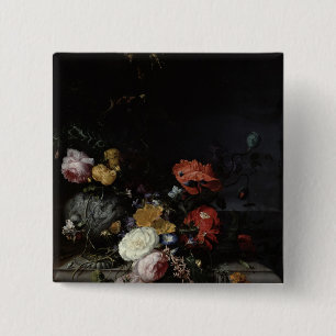 Still Life with Flowers and Insects 15 Cm Square Badge