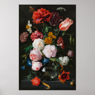 Still Life with Flowers in a Glass Vase by Heem Poster