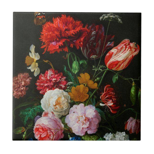 Still Life with Flowers in a Glass Vase  Ceramic Tile (Front)