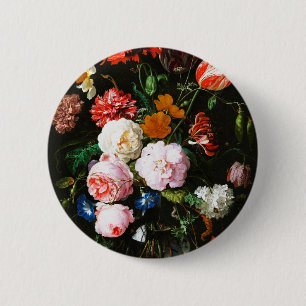 Still Life with Flowers in a Glass Vase Classic 6 Cm Round Badge