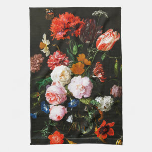 Still Life with Flowers in a Glass Vase Classic Tea Towel