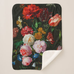 Still Life with Flowers in a Glass Vase Sherpa Blanket