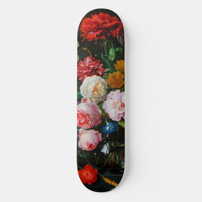 Still Life with Flowers in a Glass Vase  Skateboard (Front)