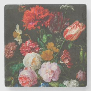 Still Life with Flowers in a Glass Vase  Stone Coaster