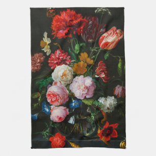 Still Life with Flowers in a Glass Vase  Tea Towel