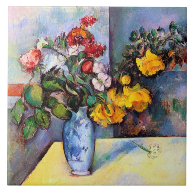 Still Life with Flowers in a Vase, Paul Cezanne Ceramic Tile (Front)