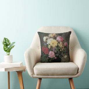 Still Life with Flowers in Vase by Olaf Hermansen Cushion