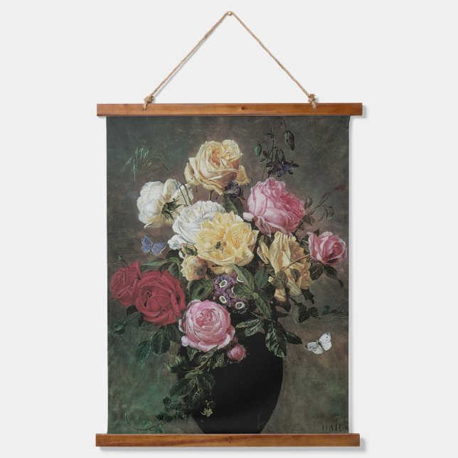 Still Life with Flowers in Vase by Olaf Hermansen Hanging Tapestry (Front)