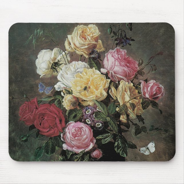 Still Life with Flowers in Vase by Olaf Hermansen Mouse Pad (Front)