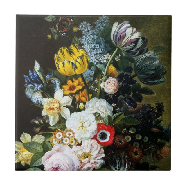 Still Life with Flowers painting Ceramic Tile (Front)