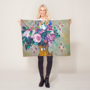 Still Life with Flowers, Paul Cezanne Fleece Blanket