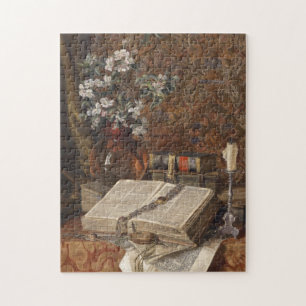 Still life with folios and cherry blossoms jigsaw puzzle