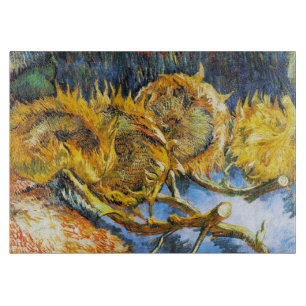 Still Life with Four Sunflowers Van Gogh Vincent Cutting Board