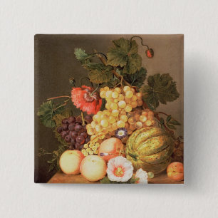 Still life with fruit 15 cm square badge