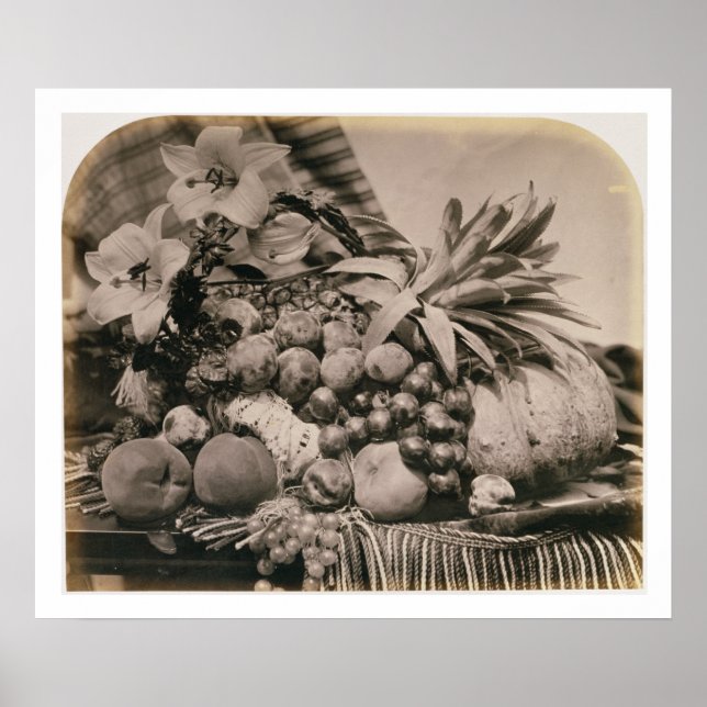 Still Life with Fruit, 1860 (sepia photo) Poster (Front)