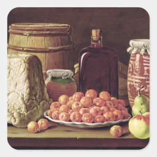 Still Life with Fruit and Cheese Square Sticker
