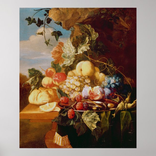 Still life with fruit and flowers poster (Front)