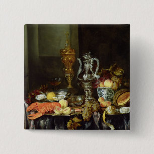 Still Life with Fruit and Shellfish 15 Cm Square Badge