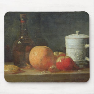Still Life with Fruit and Wine Bottle Mouse Pad