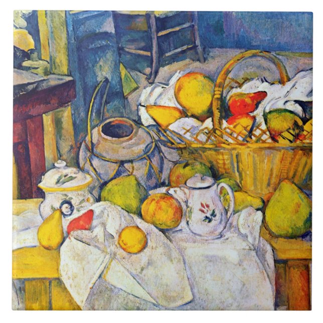 Still Life with Fruit Basket, Paul Cezanne Ceramic Tile (Front)