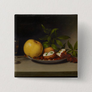 Still Life with Fruit, Cakes and Wine, 1821 15 Cm Square Badge