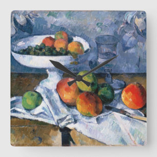 Still Life with Fruit Dish Square Wall Clock