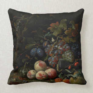 Still Life with Fruit, Foliage and Insects, c.1669 Cushion