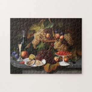 Still Life with fruit, oysters and wine painting Jigsaw Puzzle