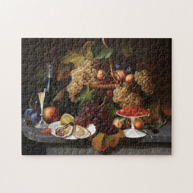 Still Life with fruit, oysters and wine painting Jigsaw Puzzle (Horizontal)