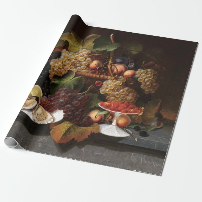 Still Life with fruit, oysters and wine painting Wrapping Paper (Unrolled)