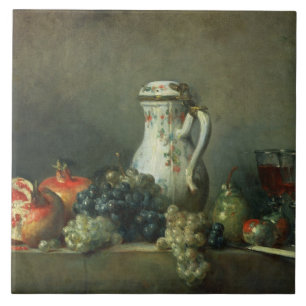 Still Life with Grapes and Pomegranates, 1763 (oil Ceramic Tile