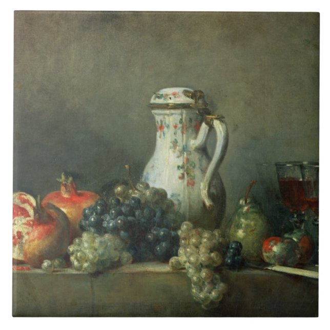 Still Life with Grapes and Pomegranates, 1763 (oil Ceramic Tile (Front)