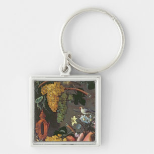 Still Life with Grapes, Birds and flowers Key Ring