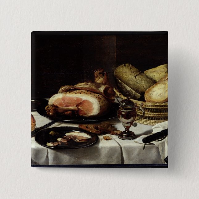 Still Life with Ham 15 Cm Square Badge (Front)