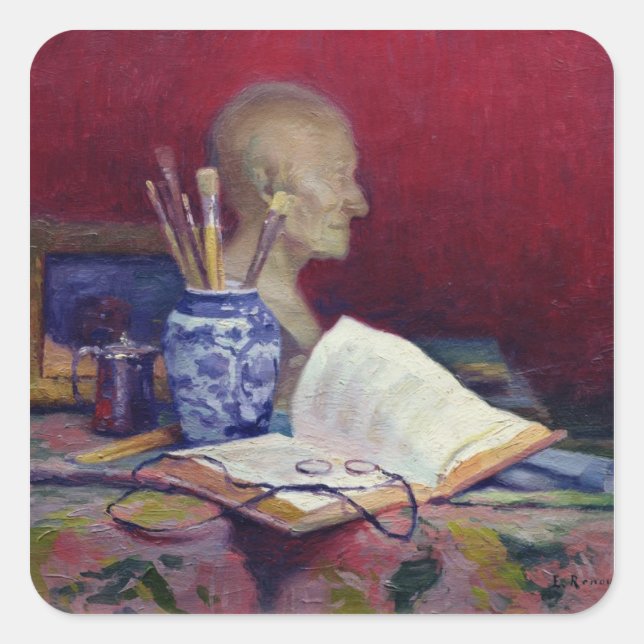 Still Life with Head of Voltaire Square Sticker (Front)
