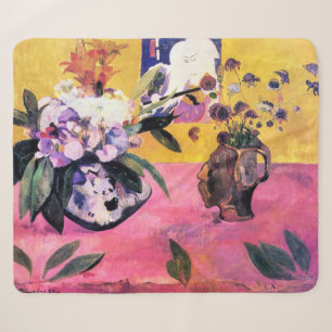 Still Life with Head-Shaped Vase Paul Gauguin Sherpa Blanket