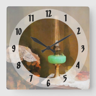 Still Life With Hurricane Lamp Square Wall Clock