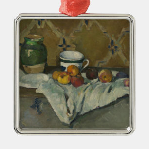 Still Life with Jar, Cup, and Apples Metal Tree Decoration