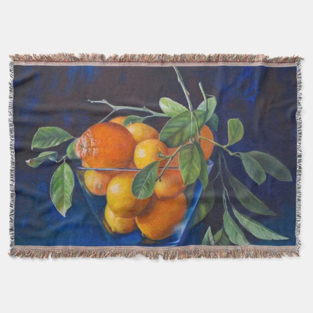 Still Life with Lemons and Orange Branch Throw Blanket (Front)
