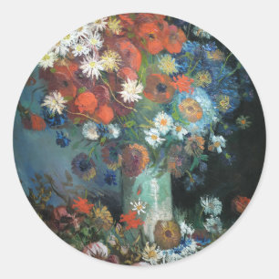 Still Life with Meadow Flowers   Vincent van Gogh Classic Round Sticker