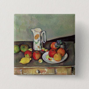 Still life with milk jug and fruit, c.1886-90 (oil 15 cm square badge